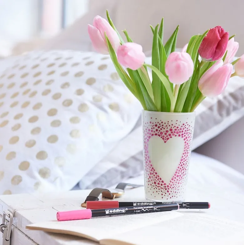 Edding porseleinstiften - set van 4 - zwart/rood/paars/roze