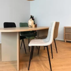 Eetkamerstoel chenille - bruin - 90x53.5x44.5 cm