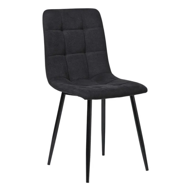 Eetkamerstoel chenille - zwart - 90x53.5x44.5 cm