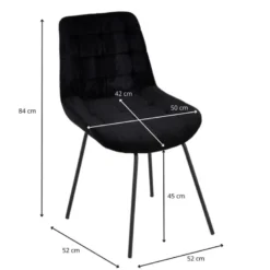 Eetkamerstoel corduroy - zwart - 52x52x84 cm