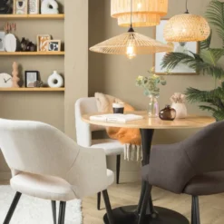 Eetkamerstoel Leonardo met armleuning - beige - 81x62.5x56 cm