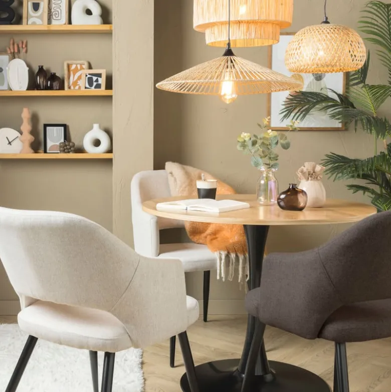 Eetkamerstoel Leonardo met armleuning - beige - 81x62.5x56 cm