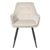 Eetkamerstoel velvet met armleuning - beige - 87x56.5x43 cm
