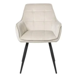 Eetkamerstoel velvet met armleuning - beige - 87x56.5x43 cm