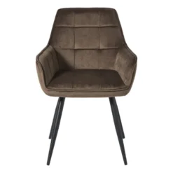 Eetkamerstoel velvet met armleuning - bruin - 87x56.5x43 cm