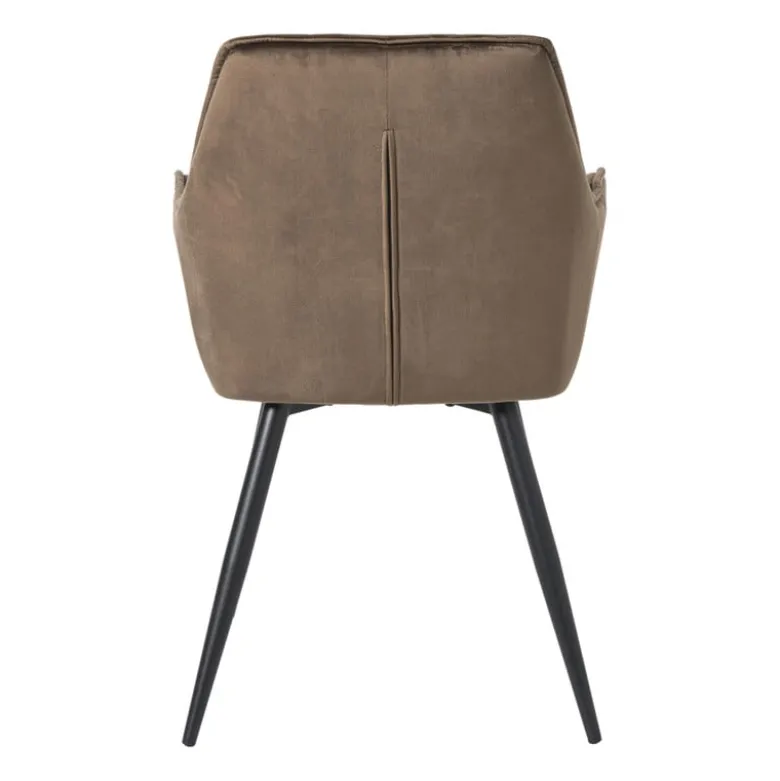 Eetkamerstoel velvet met armleuning - bruin - 87x56.5x43 cm