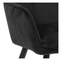 Eetkamerstoel velvet met armleuning - zwart - 87x56.5x43 cm
