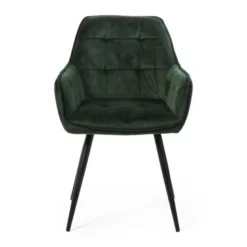 Eetkamerstoel velvet met armleuning - groen - 87x56.5x43 cm