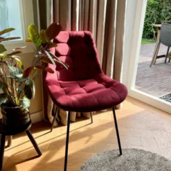 Eetkamerstoel velvet - rood - 79x50x44 cm