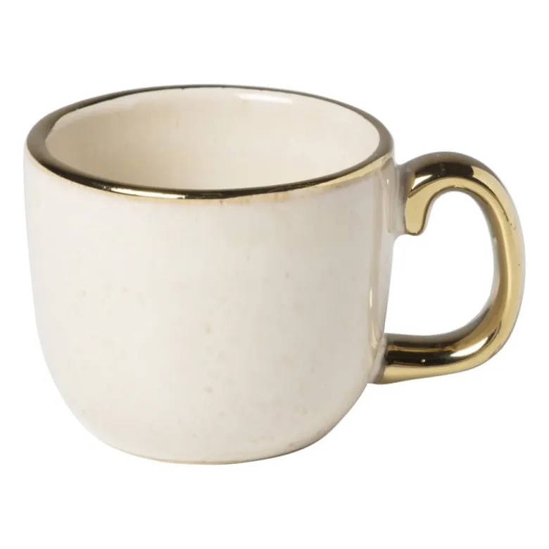 Espressomokje met gouden rand - beige - 80 ml