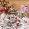 Etagere bloemen en vlinder - multikleur - 25 cm