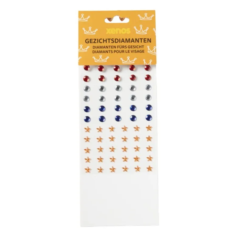 Face diamonds - oranje/rood/wit/blauw - set van 90