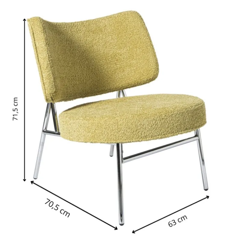 Fauteuil Amber - geel/zilverkleurig - 71.5x63x70.5 cm