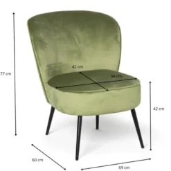 Fauteuil Frida - groen - 77x69x60 cm