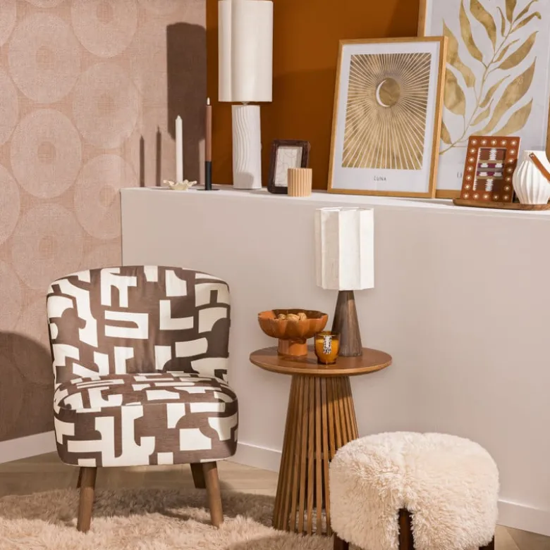 Fauteuil japandi - beige - 69x66x56 cm