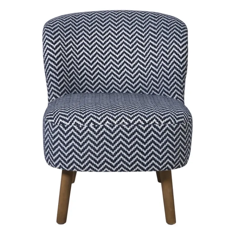 Fauteuil zigzag - blauw/wit - 69x66x56 cm