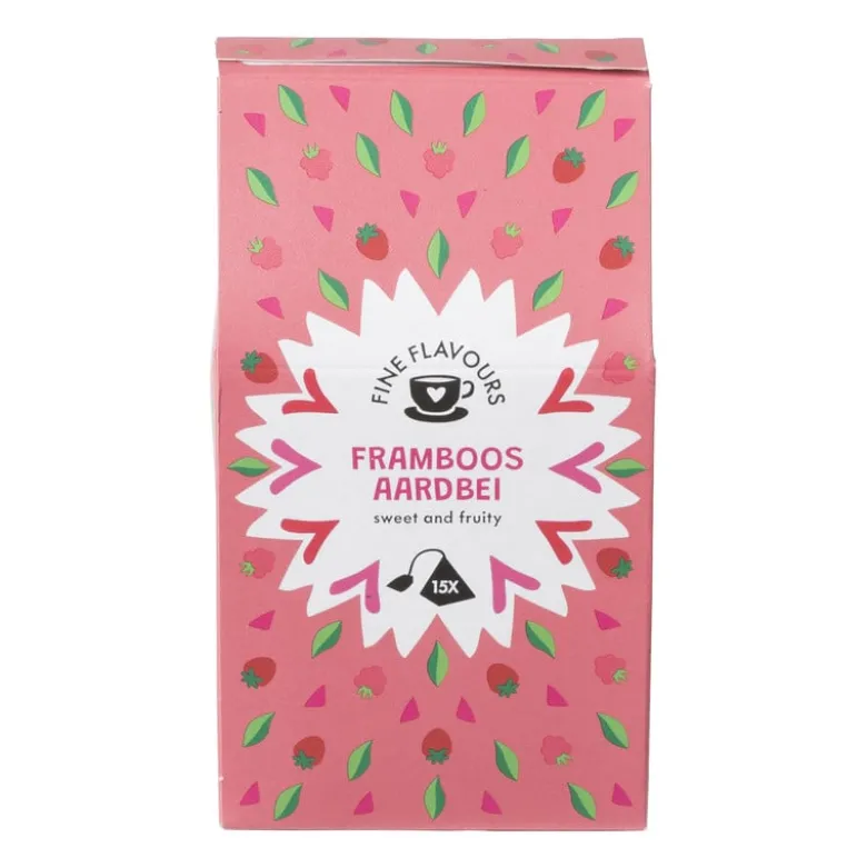 Fine flavours zwarte thee - aardbei - 15 piramide zakjes