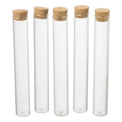 Flesjes met kurk - set van 5 - 15 cm