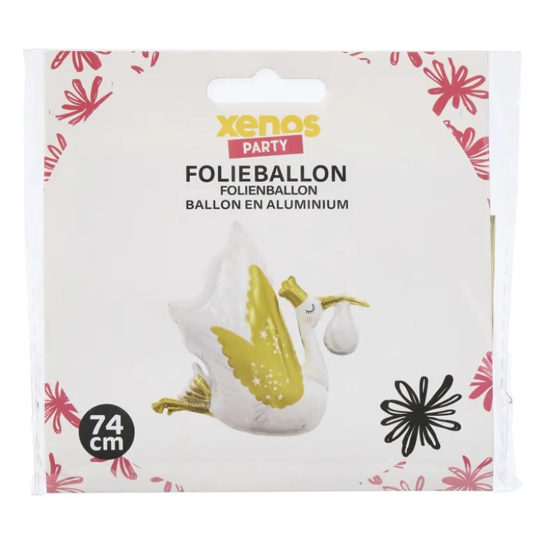Folieballon ooienvaar XL - wit/goudkleurig - 74 cm