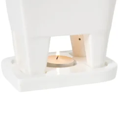Fondue set met 4 vorken - wit - 20x12x10.5 cm
