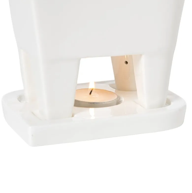Fondue set met 4 vorken - wit - 20x12x10.5 cm