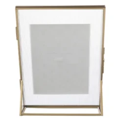 Fotokader geribbeld glas - 25x18x7 cm - goudkleurig
