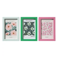 Fotolijsten set van 3 - groen/roze/blauw - 10x15 cm