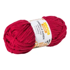 Garen chenille - rood - 100 gram - 60 meter