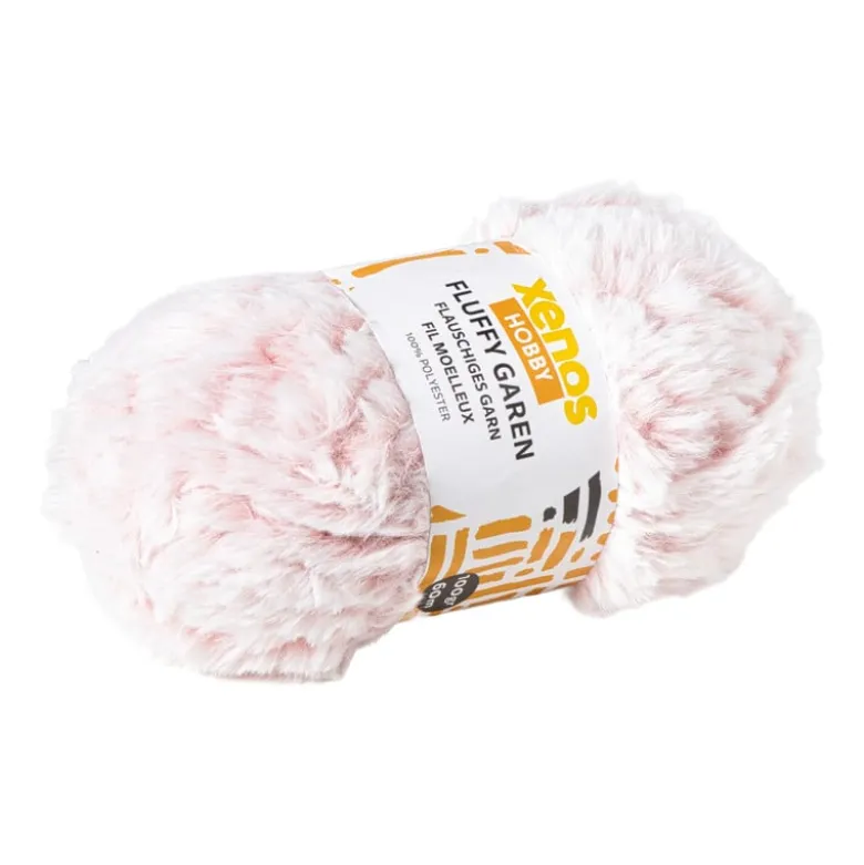 Garen fluffy - beige/roze - 100 gram - 60 meter