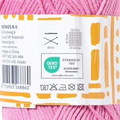 Garen katoen - roze - 50 gram - 125 meter