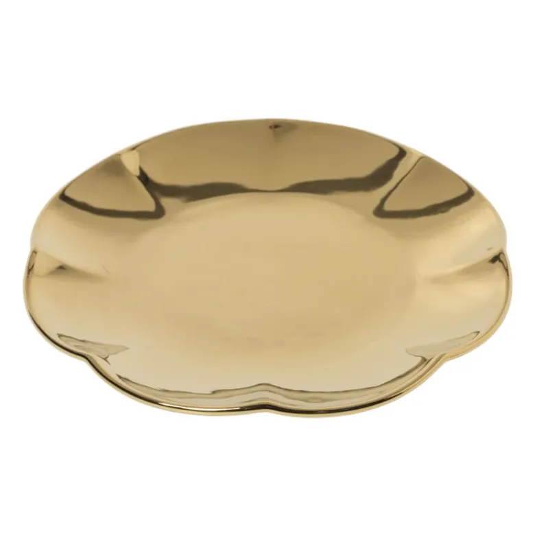 Gebaksbordje goud - keramiek - ø15.5x2 cm