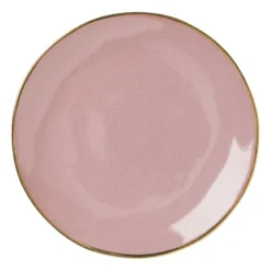 Gebaksbordje met gouden rand - roze - ø15 cm