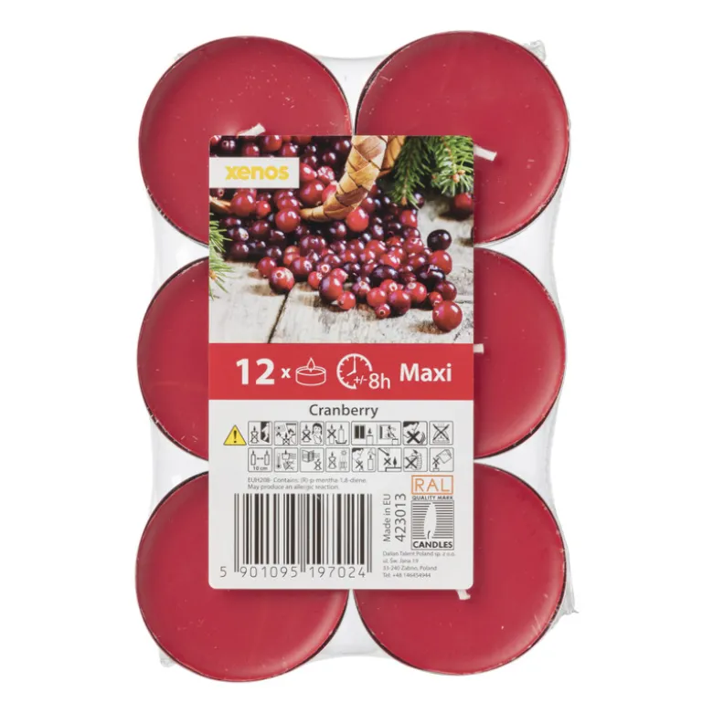 Geurwaxinelichten - cranberry - set van 12