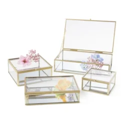Gouden box groot - vierkant - 14x14x6 cm