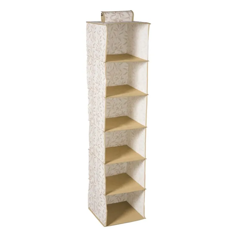 Hang organiser leafs met 6 vakken - bruin/beige - 125x30x30 cm