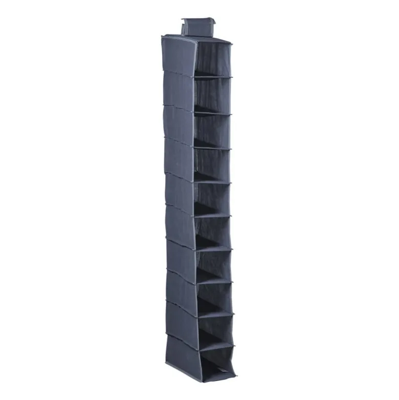 Hang organiser met 10 vakken - grijs - 154x34x6 cm