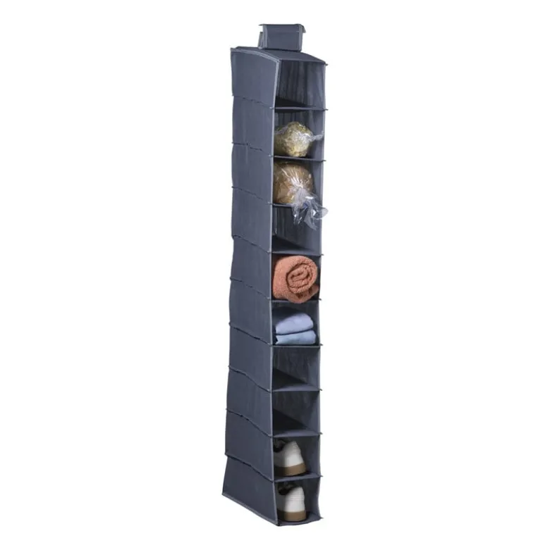 Hang organiser met 10 vakken - grijs - 154x34x6 cm