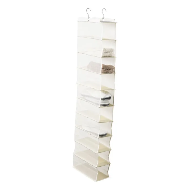 Hang organiser met 10 vakken - wit - 125x15x30 cm