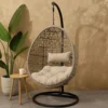 Hangstoel Hawaii met grjize kussens - bruin - 196 cm