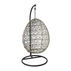 Hangstoel Hawaii met grjize kussens - bruin - 196 cm