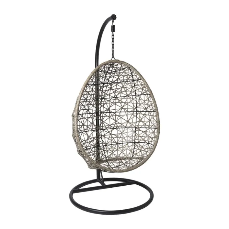Hangstoel Hawaii met grjize kussens - bruin - 196 cm