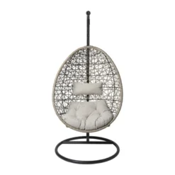 Hangstoel Hawaii met grjize kussens - bruin - 196 cm