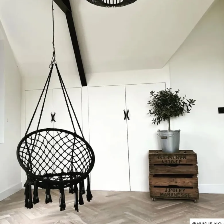 Hangstoel knoet - zwart - ⌀80x100 cm