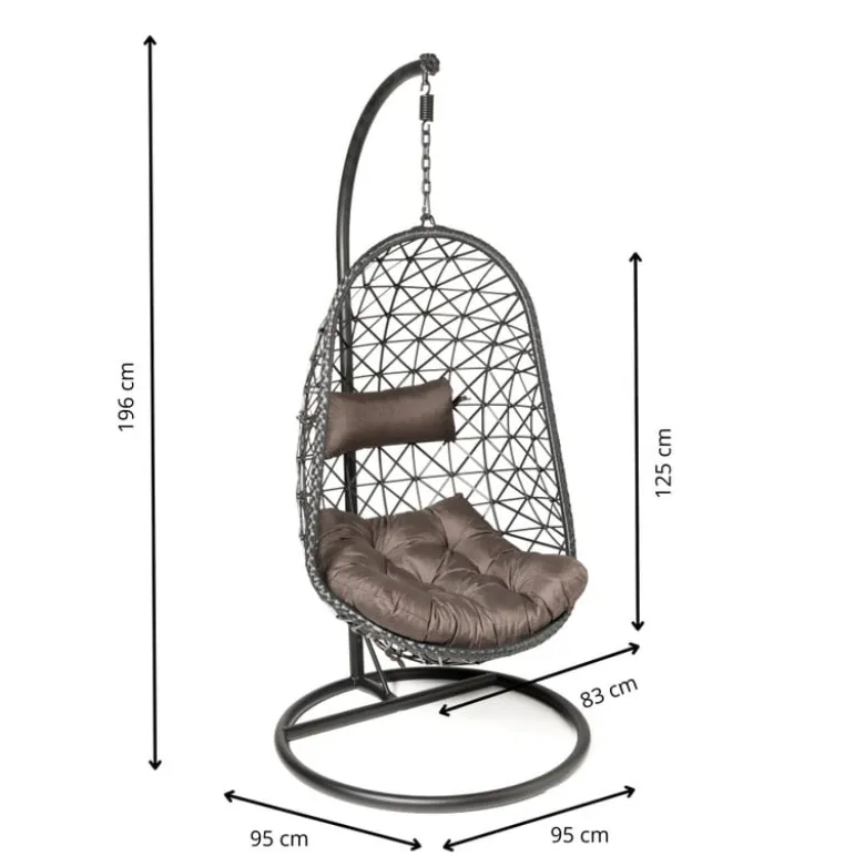 Hangstoel Mallorca met standaard - zwart - 125x83x67 cm