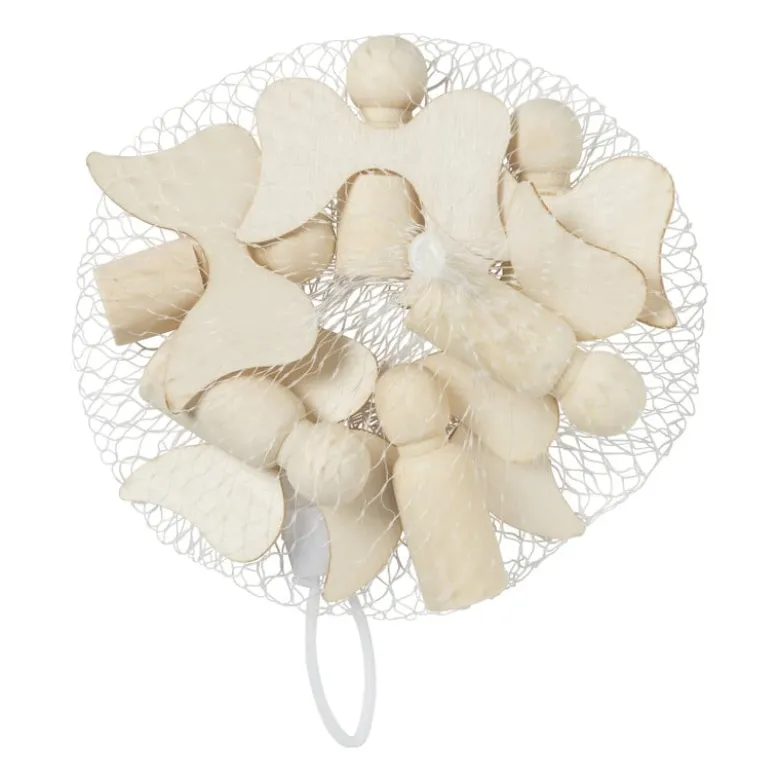 Houten engeltjes - set van 6 - naturel