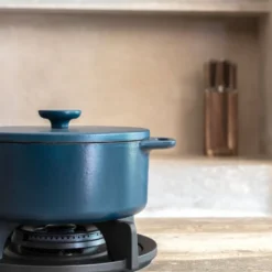Hugo Kennis braadpan met deksel - gietijzer - blauw/zwart - ø24 cm