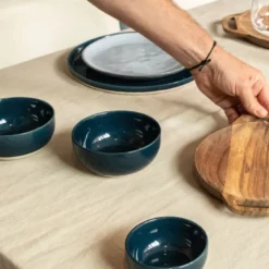 Hugo Kennis diep bord - blauw/wit - ø22 cm