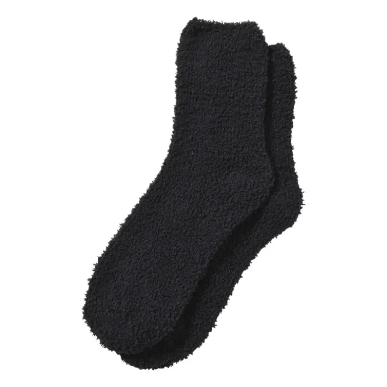 Huissok fluffy - zwart - one size