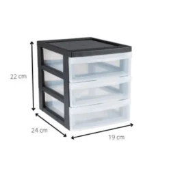 Iris ladesysteem A5 - 3 lades - zwart - 26x22x19 cm
