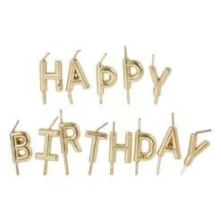 Kaarsjes happy birthday - goudkleurig